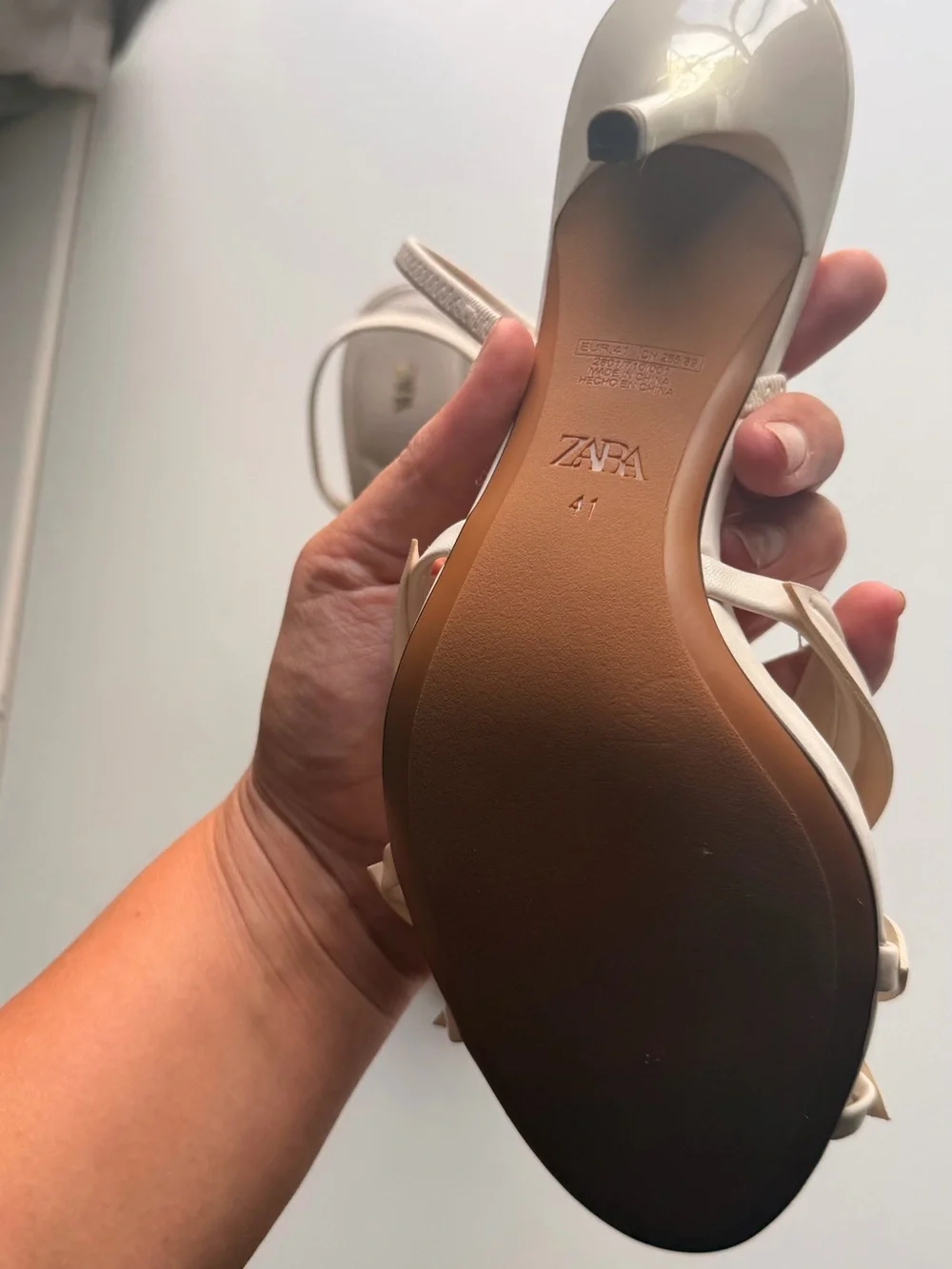 ZARA Cream-Beige Floral-Petal Strappy Heels